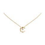 ELSIE LOVE Coco Crush Necklace Women 18K Gold Plated V Gold Zirconia C Letter Pendant PVD 5x Layered