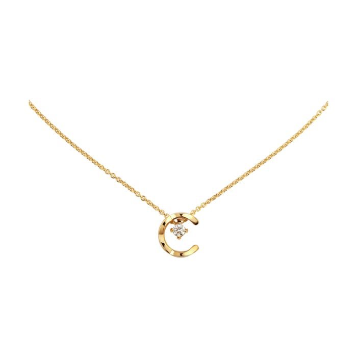 ELSIE LOVE Coco Crush Necklace Women 18K Gold Plated V Gold Zirconia C Letter Pendant PVD 5x Layered - Image 1