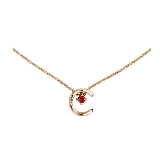 ELSIE LOVE Coco Crush Necklace Women 18K Rose Gold Plated V Gold Red Zirconia C Letter Pendant PVD 5x Layered - Image 1