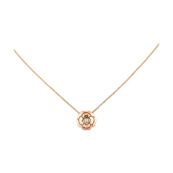ELSIE LOVE Camélia Necklace Women 18K Rose Gold Plated V Gold Zirconia PVD 5x Layered Flower Pendant - Image 1