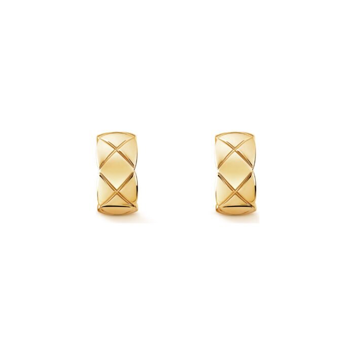 ELSIE LOVE Coco Crush Earrings Women 18K Gold Plated V Gold PVD 5x Layered Quilted Design - Image 1