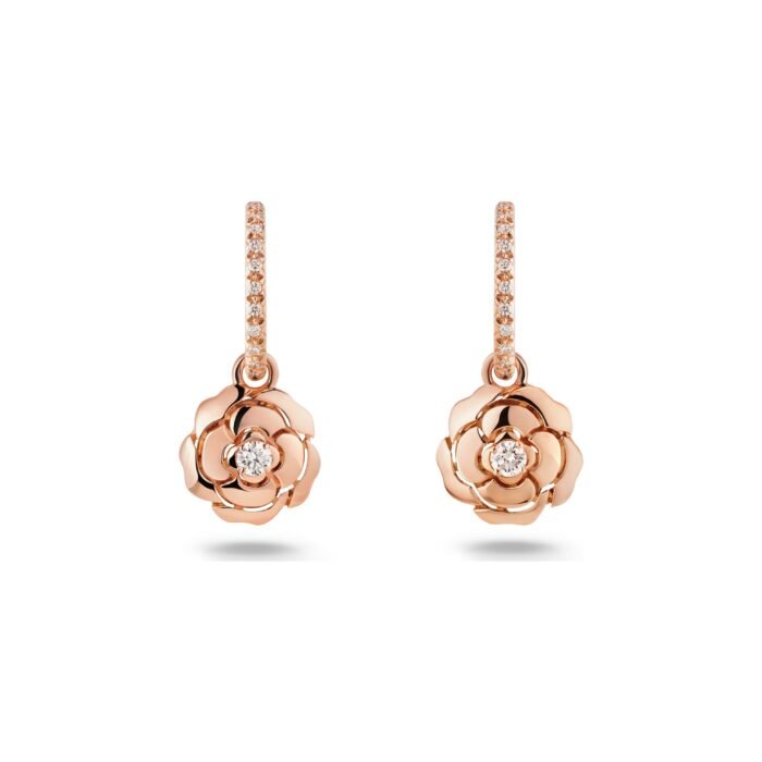 ELSIE LOVE Camélia Earrings Women 18K Gold Plated V Gold Zirconia PVD 5x Layered Flower Jewelry - Image 1
