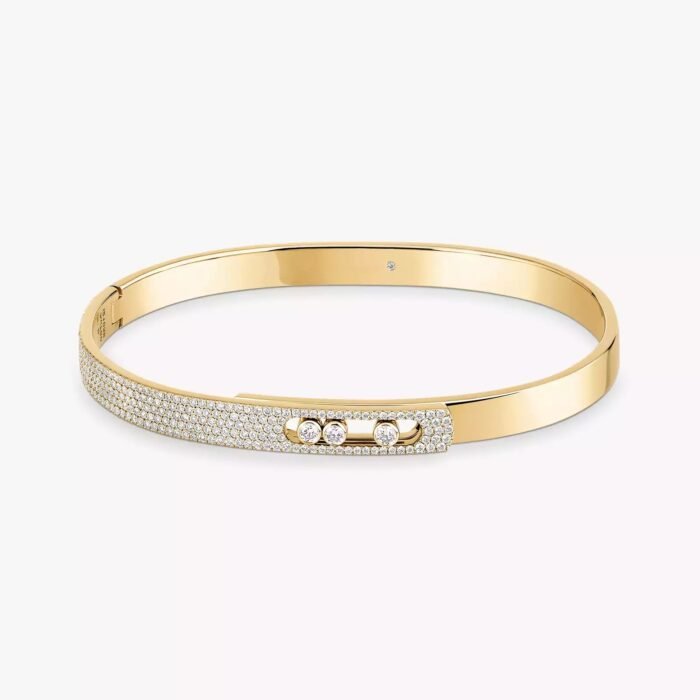 ELSIE LOVE Move Noa Bracelet Women 18K Gold Plated V Gold Zirconia PVD 5x Layered Bangle 4.5mm - Image 1