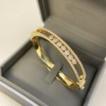 ELSIE LOVE Move Romane Bracelet Women 18K Gold Plated V Gold Zirconia PVD 5x Layered Elegant Bangle