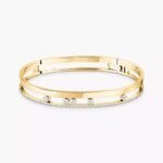 ELSIE LOVE Move Romane Bracelet Women 18K Gold Plated V Gold Zirconia PVD 5x Layered Double Band Bangle