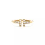 ELSIE LOVE T Ring Women 18K Gold Plated V Gold Zirconia PVD 5x Layered Open Band