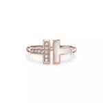 ELSIE LOVE T Ring Women 925 Silver 18K Rose Gold Plated Zirconia PVD 5x Layered Open Band