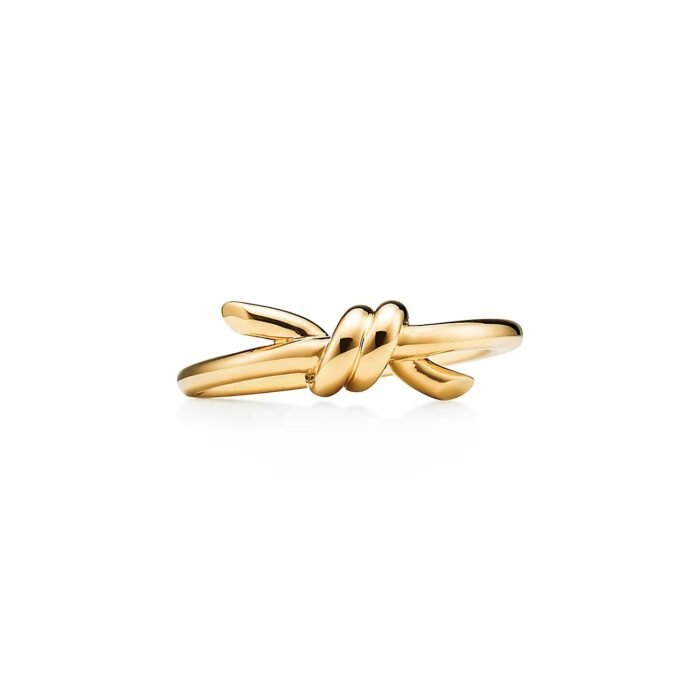 ELSIE LOVE Knot Ring Women 18K Yellow Gold Plated V Gold PVD 5x Layered Minimalist Open Band - Image 1