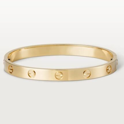 ELSIE LOVE Screw Bangle Bracelet Women 18K Gold Plated V Gold PVD 5x Layered Zirconia Classic Design 0.24in