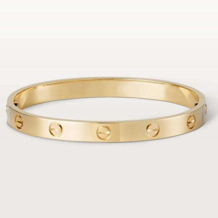 ELSIE LOVE Screw Bangle Bracelet Women 18K Gold Plated V Gold PVD 5x Layered Zirconia Classic Design 0.24in - Image 1