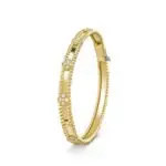 ELSIE LOVE Flower Bracelet Women 18K Gold Plated V Gold Zirconia PVD 5x Layered Elegant Bangle 6.69"