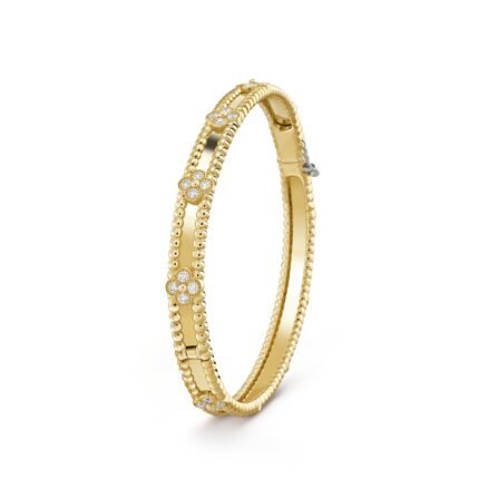 ELSIE LOVE Flower Bracelet Women 18K Gold Plated V Gold Zirconia PVD 5x Layered Elegant Bangle 6.69"