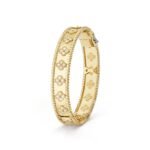 ELSIE LOVE Clover Bracelet Women 18K Gold Plated V Gold Zirconia PVD 5x Layered Luxury Bangle 6.3"