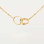ELSIE LOVE Double Ring Necklace Women 18K Gold Plated V Gold PVD 5x Layered 18-Inch Pendant