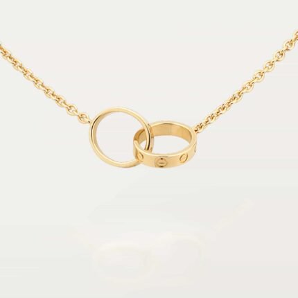 ELSIE LOVE Double Ring Necklace Women 18K Gold Plated V Gold PVD 5x Layered 18-Inch Pendant