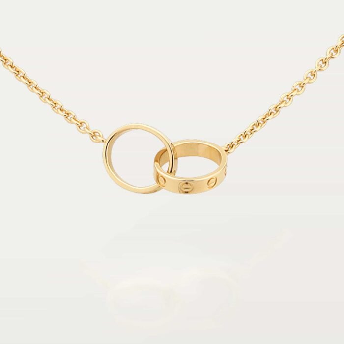 ELSIE LOVE Double Ring Necklace Women 18K Gold Plated V Gold PVD 5x Layered 18-Inch Pendant - Image 1