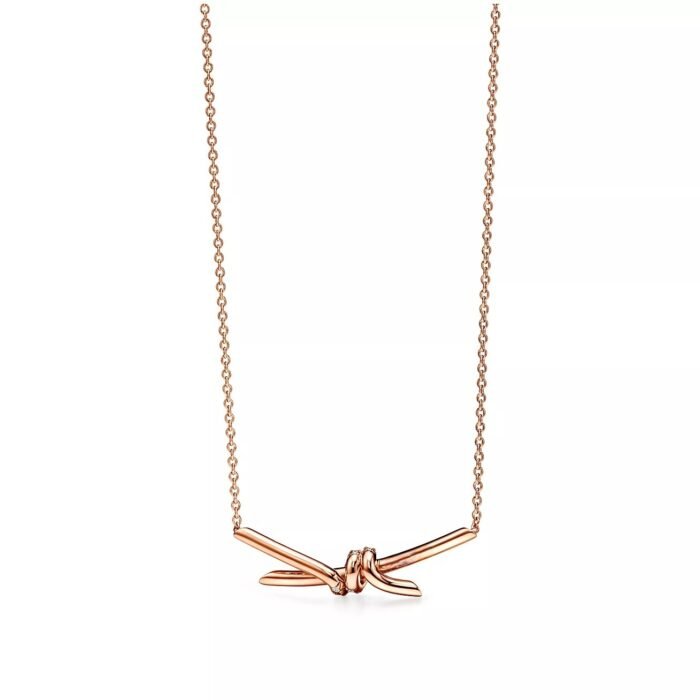 ELSIE LOVE Knot Pendant with Zirconia | V Gold 18K Gold Plated Adjustable Minimalist Necklace - Image 10