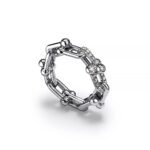 ELSIE LOVE Link Ring with Zirconia | V Gold 18K Gold Plated Chain Style Band - Image 10