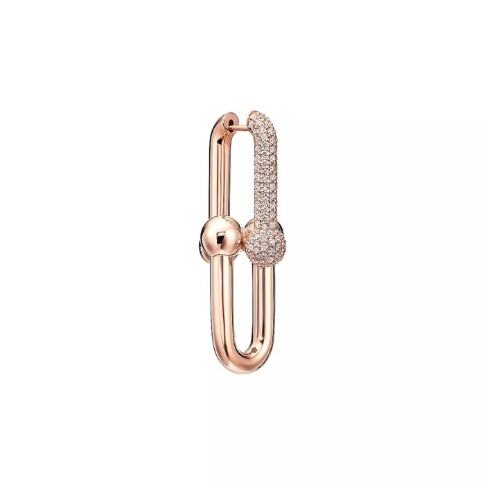 ELSIE LOVE Link Earrings with Zirconia | V Gold 18K Gold Plated | 1.5" Fashion Earrings - Image 10