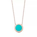 ELSIE LOVE Turquoise Circle Pendant Necklace for Women, 18K Gold Plated, Zirconia Inlay, PVD 5x Layered, Adjustable Chain - Image 10
