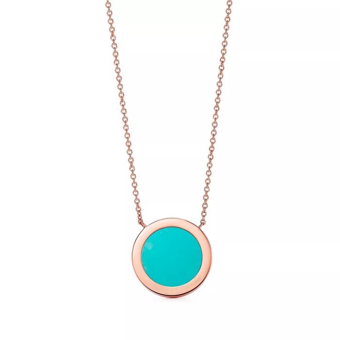 ELSIE LOVE Turquoise Circle Pendant Necklace for Women, 18K Gold Plated, Zirconia Inlay, PVD 5x Layered, Adjustable Chain - Image 10