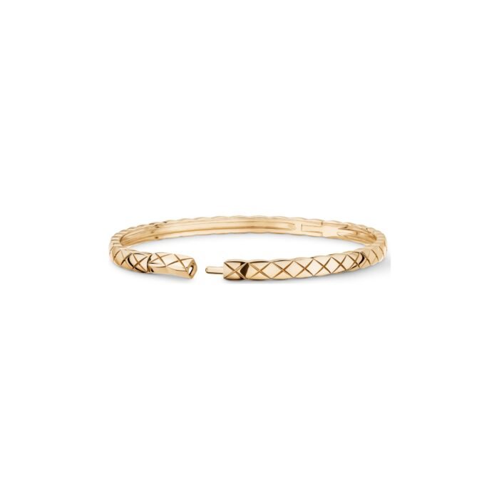 ELSIE LOVE Coco Crush Bracelet · 18K Gold Plated V Gold · Quilted Pattern Design · Minimalist Women’s Bangle - Image 10