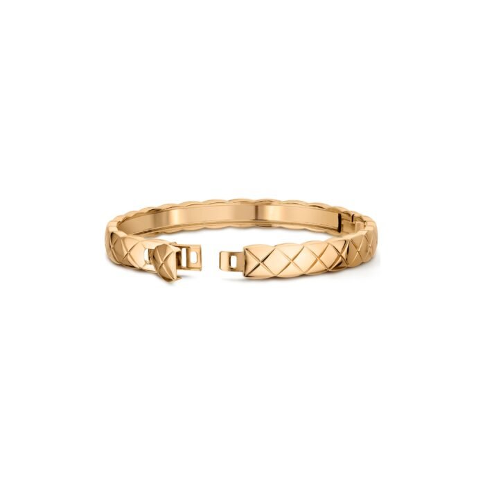 ELSIE LOVE Coco Crush Bracelet · 18K Gold Plated V Gold · Quilted Engraving with Zirconia · Elegant Women’s Bangle - Image 10
