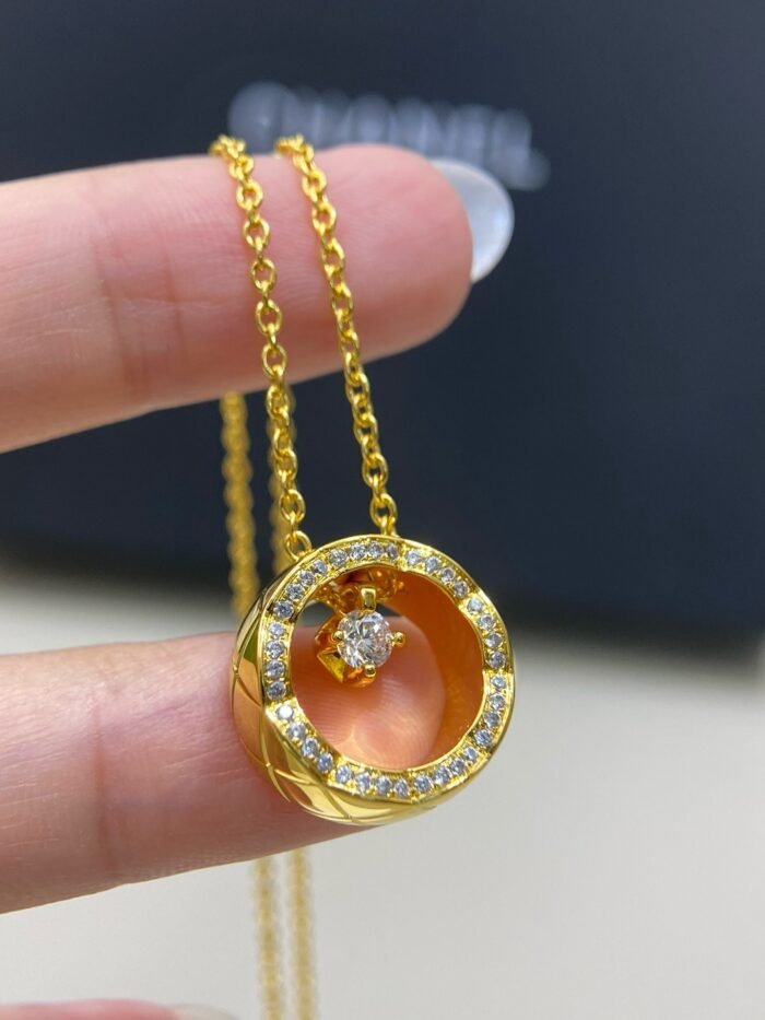 ELSIE LOVE Coco Crush Necklace Women 18K Gold Plated V Gold Zirconia PVD 5x Layered Circle Pendant - Image 10