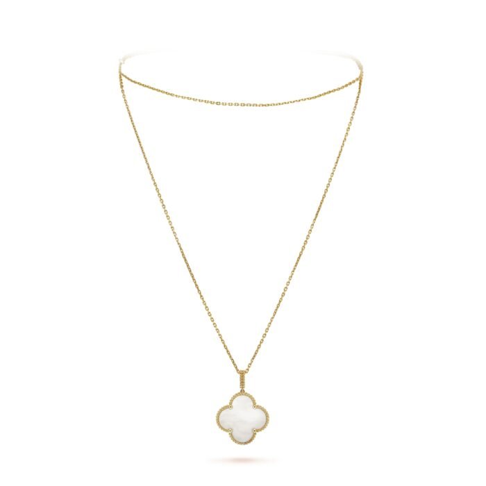 ELSIE LOVE Clover Pendant Necklace, Women’s Long Chain 925 Sterling Silver, 18K Gold Plated - Image 11