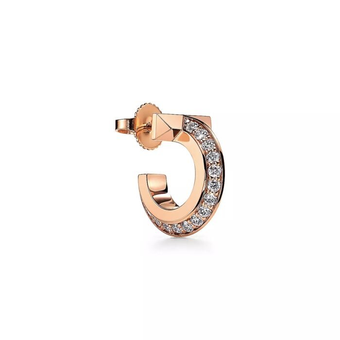 ELSIE LOVE T1 Hoop Earrings Extra Small with Zirconia | V Gold 18K Gold Plated Minimalist Hoops - Image 4