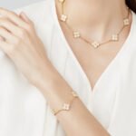 ELSIE LOVE Clover Bracelet | 925 Silver 18K Gold Plated | Full Diamond / Gold Diamond / Malachite | Women’s Lucky Bracelet 7.48" - Image 10