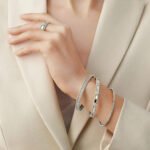 ELSIE LOVE Perlee Bangle Bracelet for Women, 18K Gold Plated V Gold, Cubic Zircon - Image 10