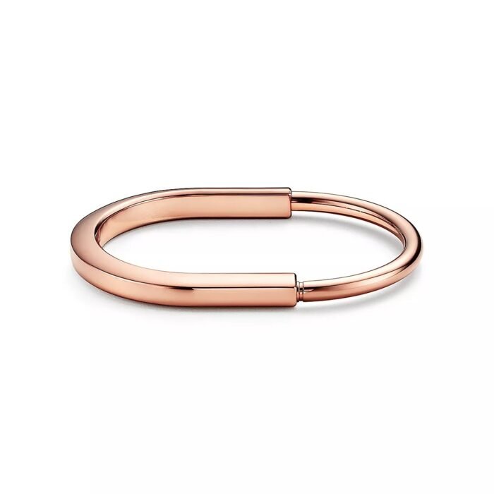 ELSIE LOVE Lock Bangle, 18K Gold Plated, V Gold, Medium Size, PVD 5x Layered - Image 11