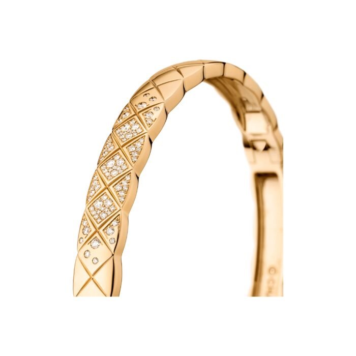 ELSIE LOVE Coco Crush Bracelet · 18K Gold Plated V Gold · Quilted Engraving with Zirconia · Elegant Women’s Bangle - Image 11