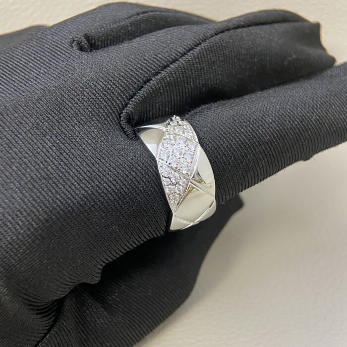 ELSIE LOVE Coco Crush Ring · 925 Sterling Silver 18K Gold Plated · Quilted Design with Full Zirconia Inlay · Luxury Women’s Ring - Image 11