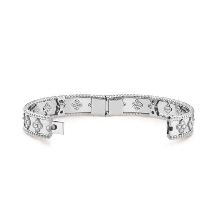 ELSIE LOVE Clover Bracelet Women 18K Gold Plated V Gold Zirconia PVD 5x Layered Luxury Bangle 6.3" - Image 11
