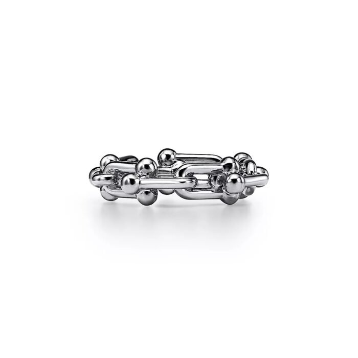 ELSIE LOVE Link Ring with Zirconia | V Gold 18K Gold Plated Chain Style Band - Image 11