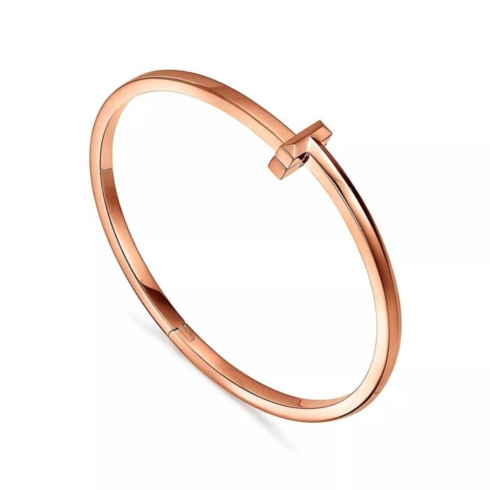 ELSIE LOVE T1 Narrow Hinged Bangle for Women, 18K Gold Plated V Gold Medium Bracelet - Image 12