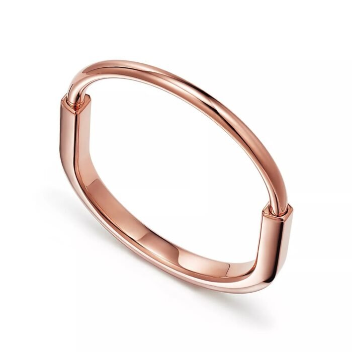 ELSIE LOVE Lock Bangle, 18K Gold Plated, V Gold, Medium Size, PVD 5x Layered - Image 12