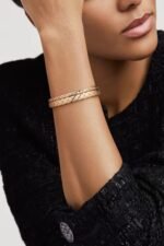 ELSIE LOVE Coco Crush Bracelet · 18K Gold Plated V Gold · Zirconia Inlay · Quilted Pattern Design · Women’s Elegant Bangle - Image 12