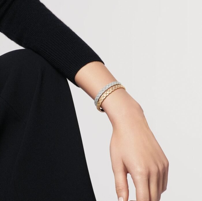 ELSIE LOVE Coco Crush Bracelet · 18K Gold Plated V Gold · Quilted Engraving with Zirconia · Elegant Women’s Bangle - Image 12