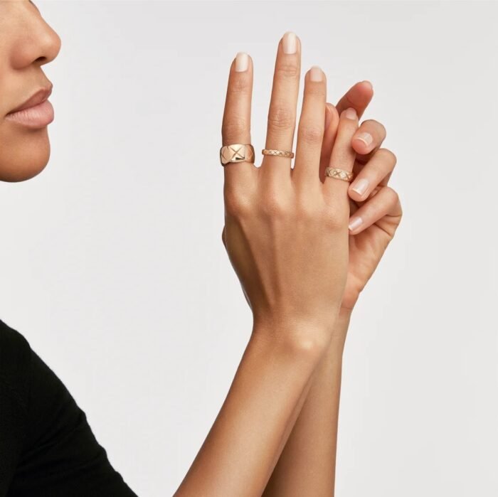 ELSIE LOVE Coco Crush Ring | 925 Sterling Silver 18K Gold Plated PVD 5x Layered Women’s Classic Quilted Ring - Image 12