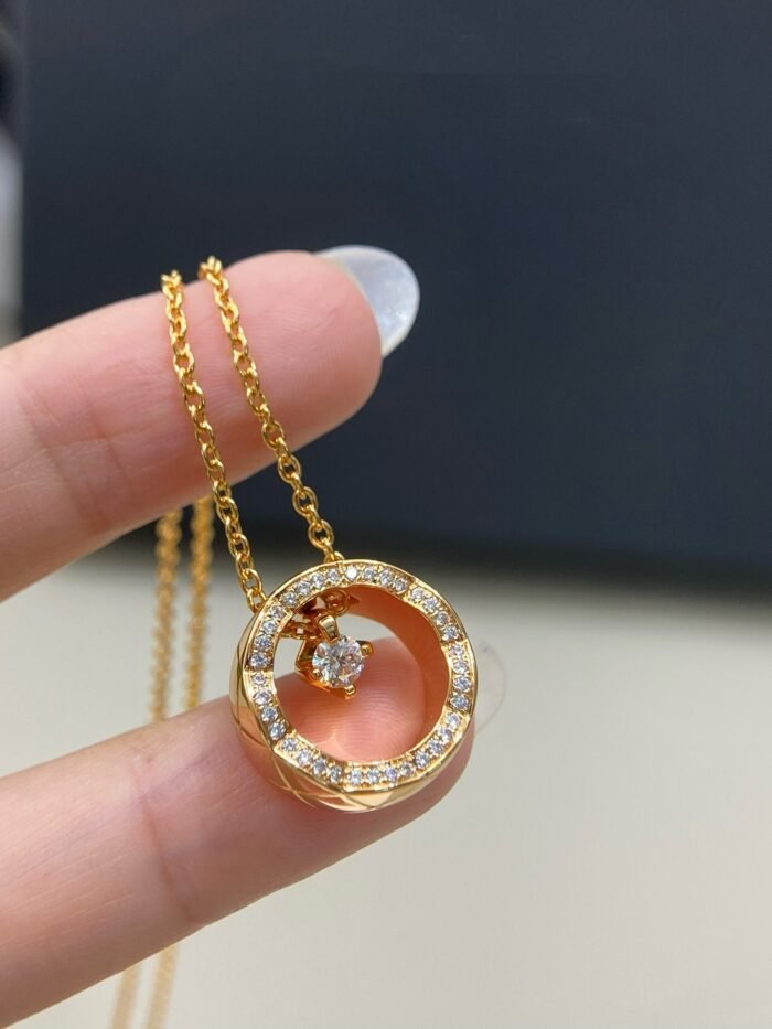 ELSIE LOVE Coco Crush Necklace Women 18K Gold Plated V Gold Zirconia PVD 5x Layered Circle Pendant - Image 12