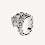 Serpenti Ring, White Gold Plated, CZ Paved