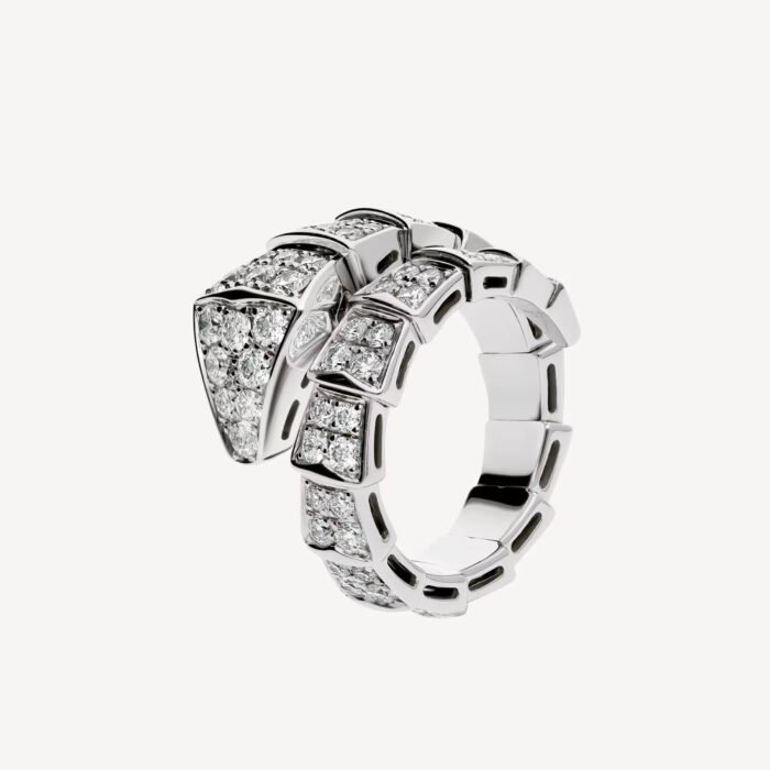 Serpenti Ring, White Gold Plated, CZ Paved - Image 1