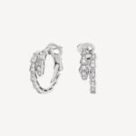 ELSIE LOVE Chain Link Earrings with Cubic Zirconia · 925 Sterling Silver · 18K White Gold Plated · PVD 5x Layered