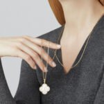 ELSIE LOVE Clover Pendant Necklace, Women’s Long Chain 925 Sterling Silver, 18K Gold Plated - Image 14