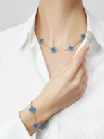 ELSIE LOVE Clover Leaf Necklace · 18K Gold Plated 925 Silver · Multiple Motifs · Mother-of-Pearl / Onyx / Carnelian / Malachite / Blue Agate - Image 12
