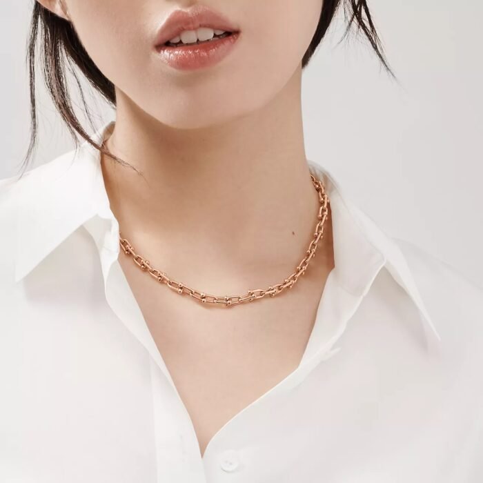 ELSIE LOVE Small Link Necklace 18K Gold Plated V Gold PVD 5x Layered 18" - Image 13