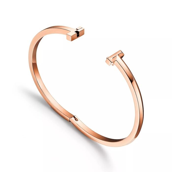ELSIE LOVE T1 Narrow Hinged Bangle for Women, 18K Gold Plated V Gold Medium Bracelet - Image 13